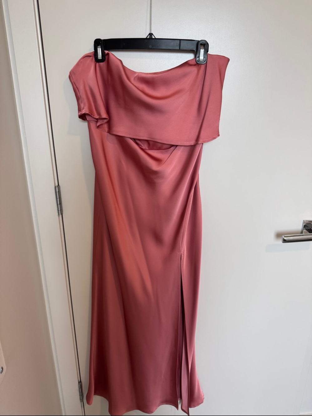 Strapless Satin Slip Dress in Rose